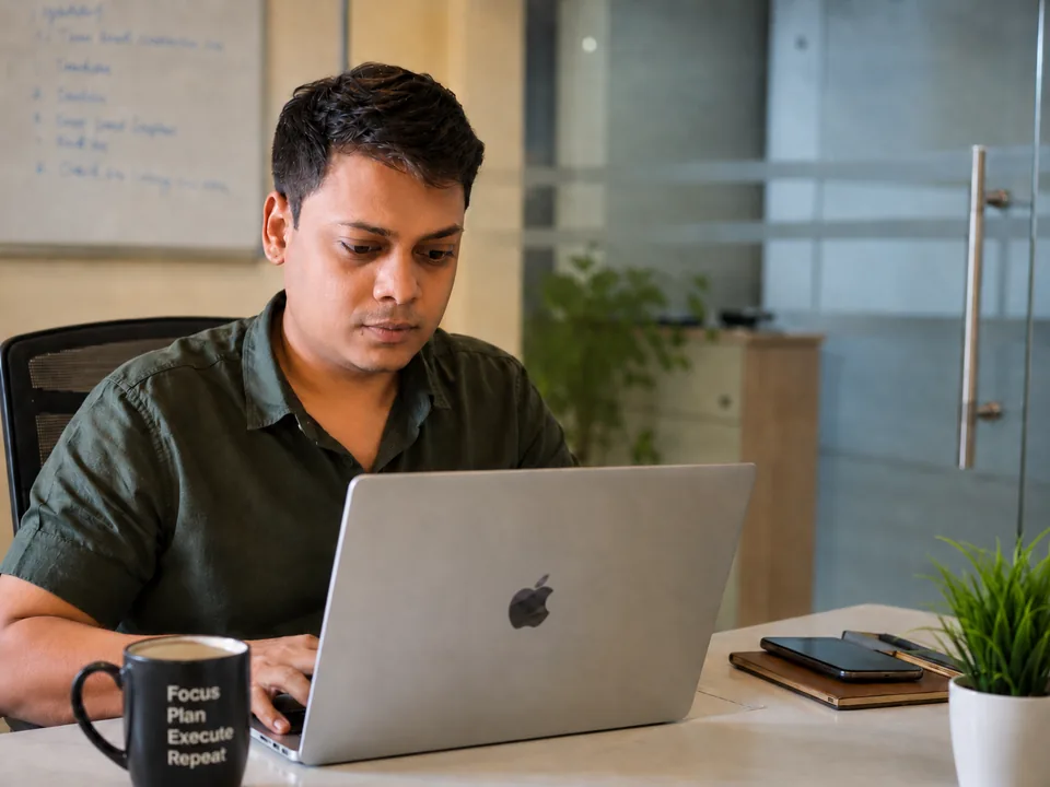 Gaurav Kumar Singh working at a desk